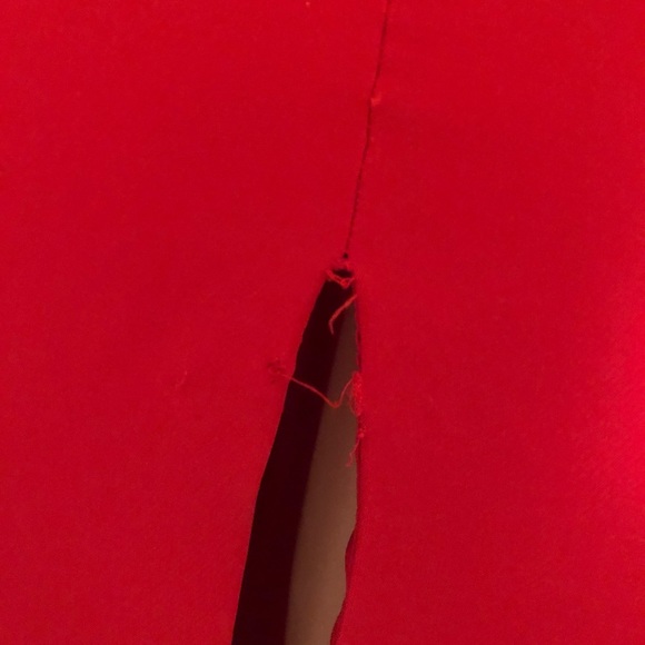 red open back long dress with slit - Picture 6 of 7